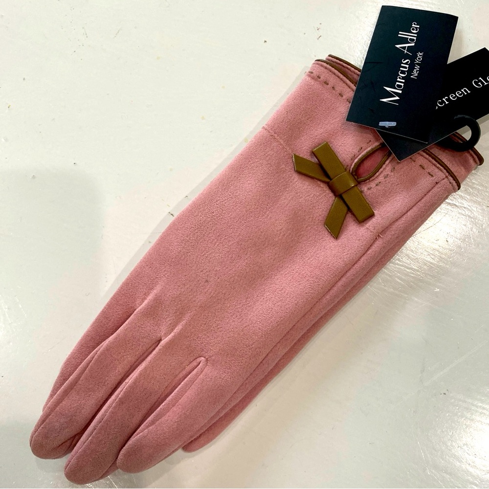 Pink Faux Suede Stretch Touchscreen Women's Gloves